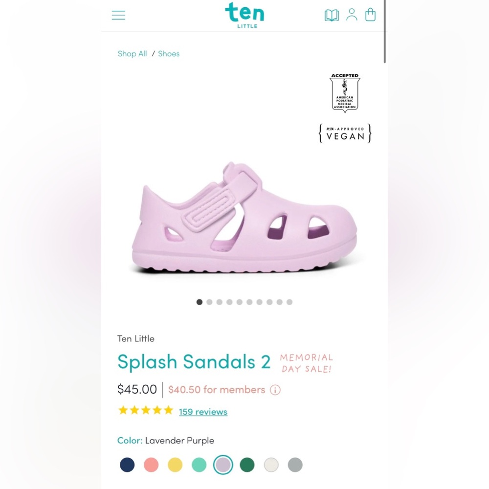 Lavender Splash Sandals 2 by Ten Little (Pair B)